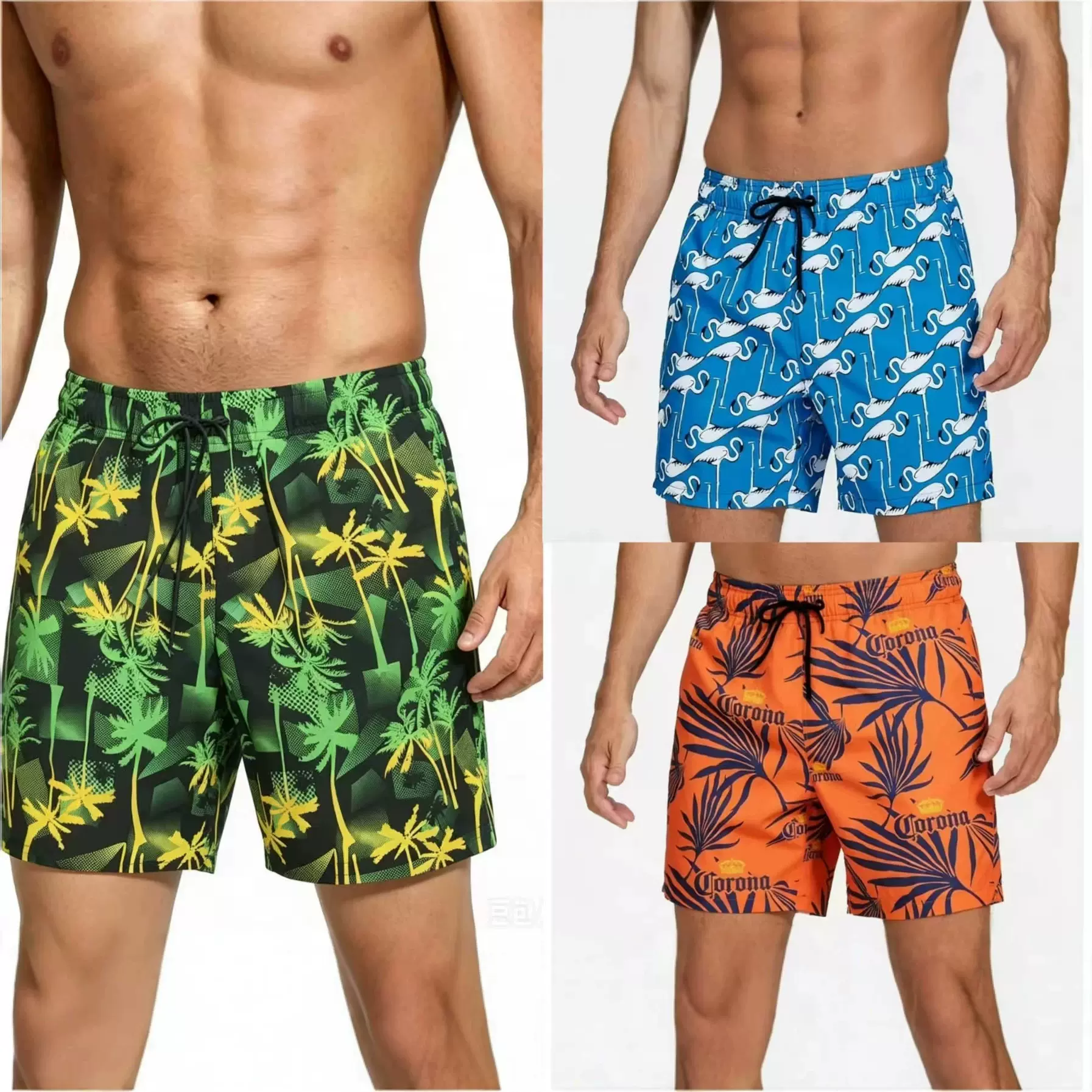 跨境短裤男夏天海边潮流沙滩裤休闲运动大码速干跑步宽松带口袋