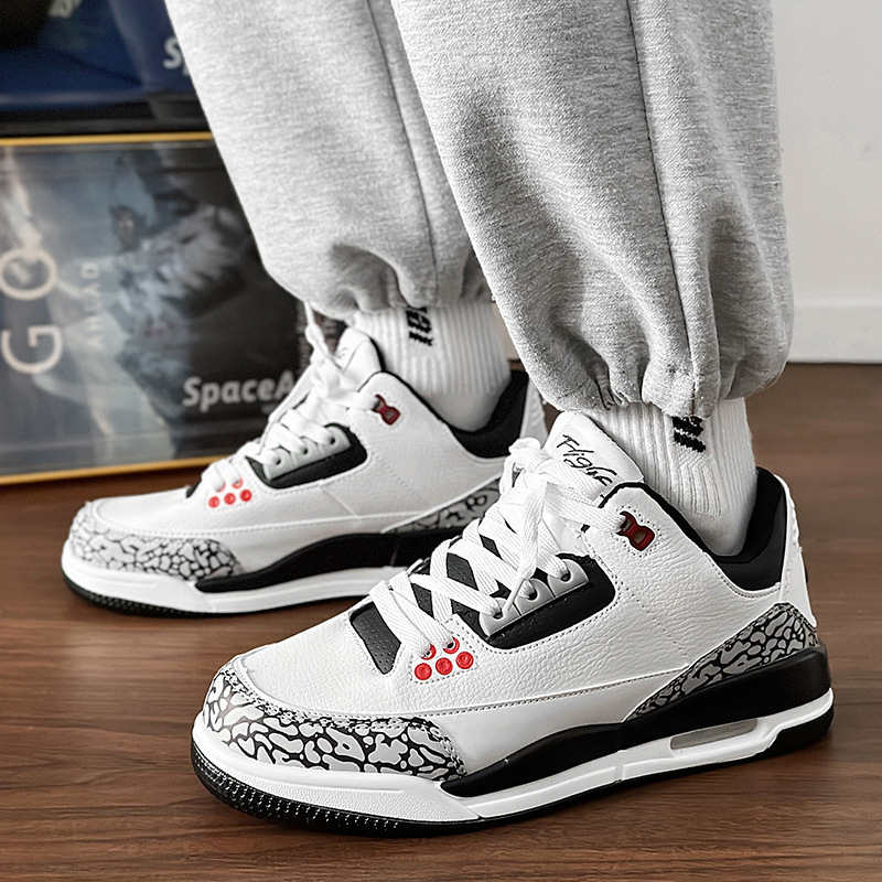Men's Air-Cushioned Basketball Sports Shoes, 2026 New Summer Model, Black and White Versatile Trendy Thick-Soled White Sneakers Men's Air-Cushioned Basketball Sports Shoes, 2026 New Summer Model, Black and White Versatile Trendy Thick-Soled White Sneakers
