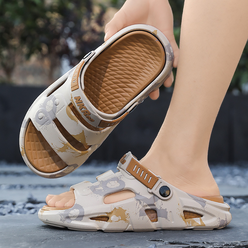 Zapatillas transfronterizas de talla grande para hombres, estilo nuevo de verano, tendencia de uso exterior, sandalias de playa antideslizantes de suela gruesa, deportes al aire libre