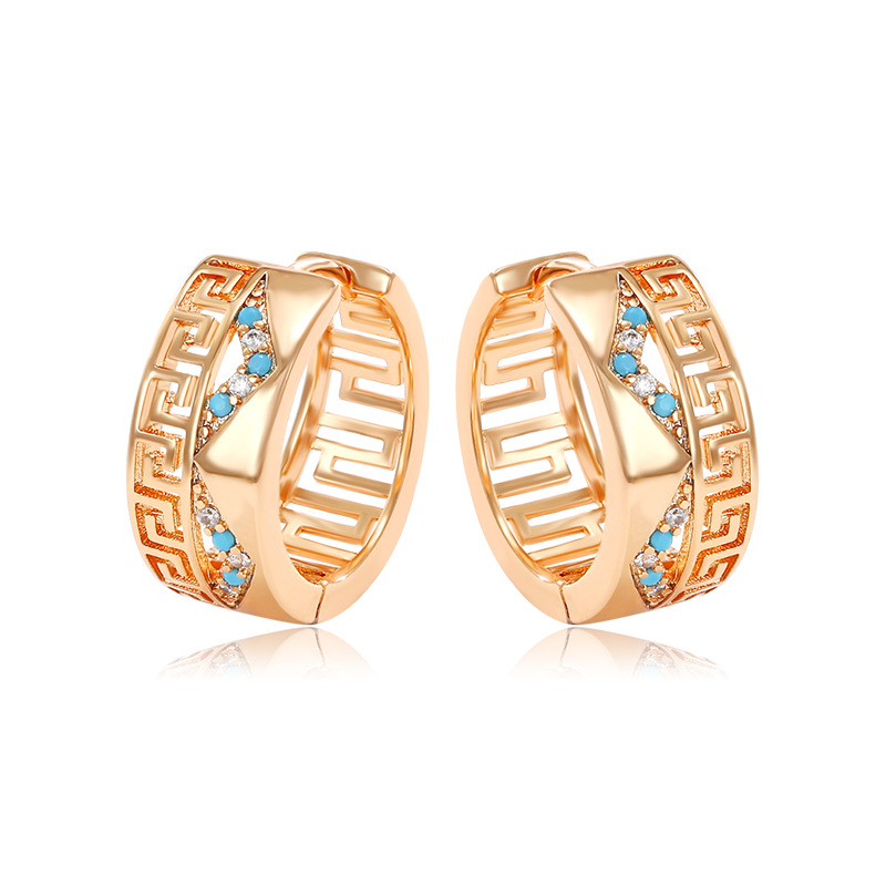 Xuping joyería artificial joya con incrustaciones gran muralla patrón vintage pendientes 18k chapado en oro pendientes de alta calidad para las mujeres