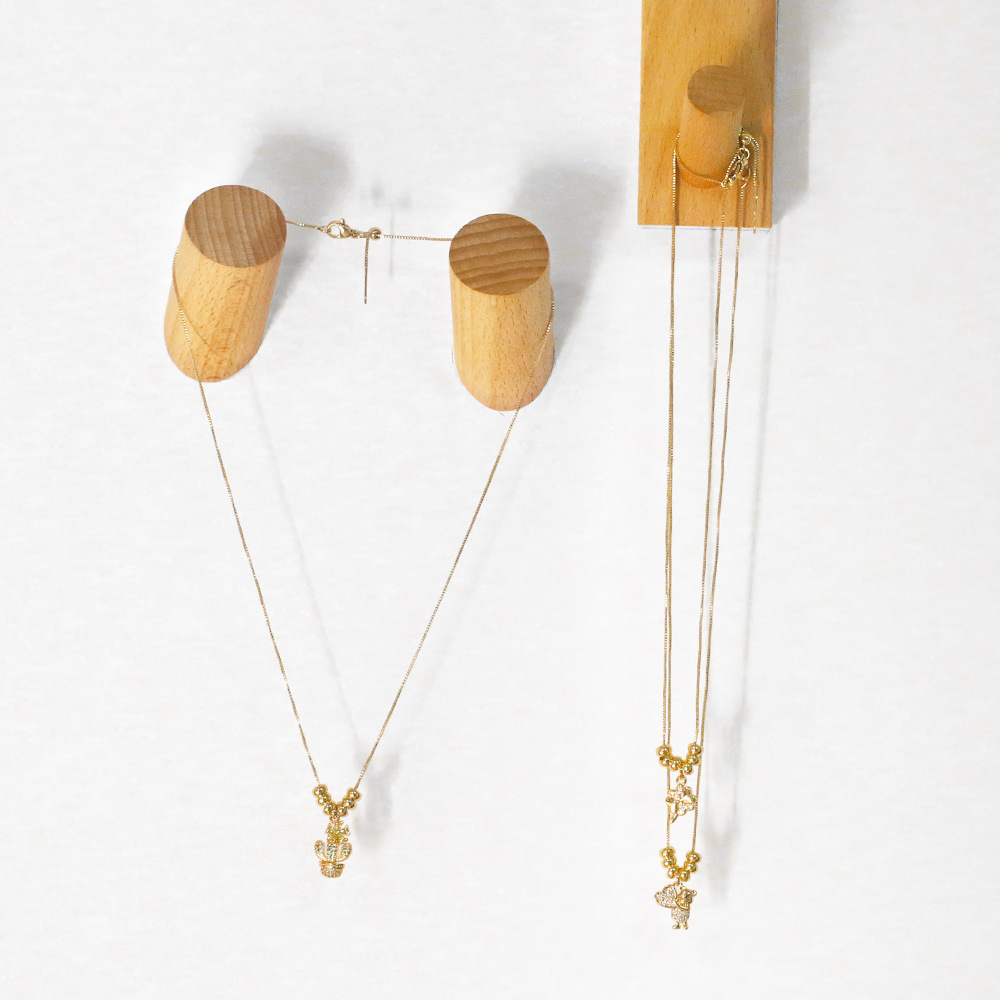 Fashion Simple Cactus Heart Shaped Bear Pendant Clavicle Chain Female