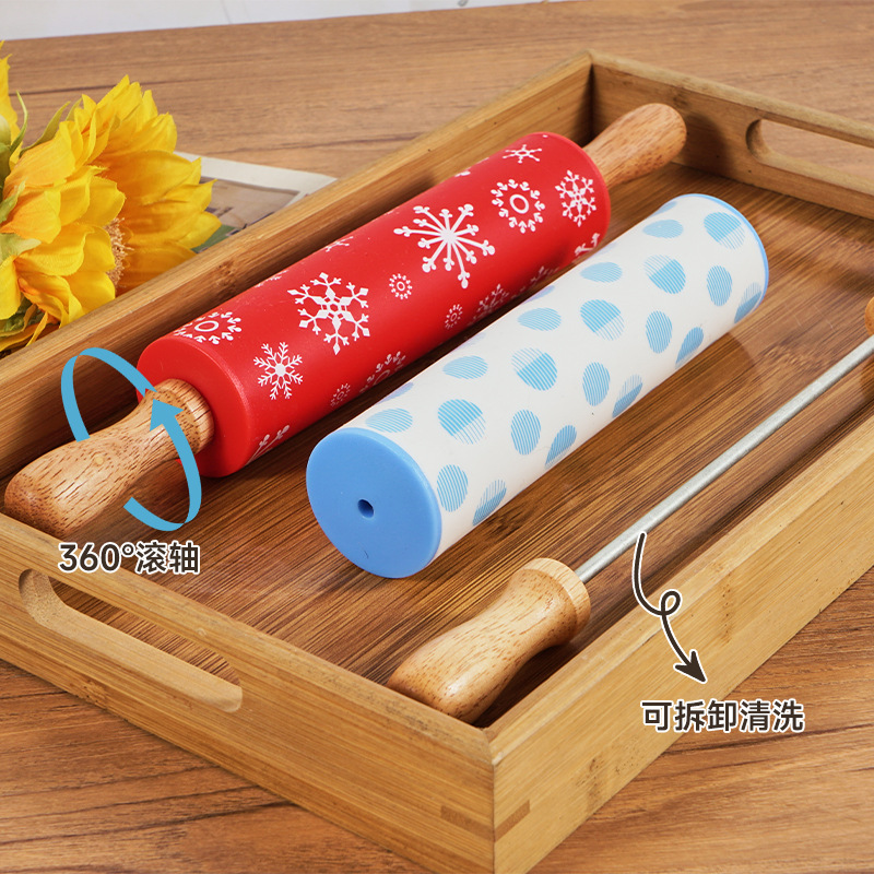 Silicone Rolling Pin Large Size for Home Baking Tools, Non-Stick Rolling Rod, Dough Roller, Dumpling Skin Press, Pasta Maker