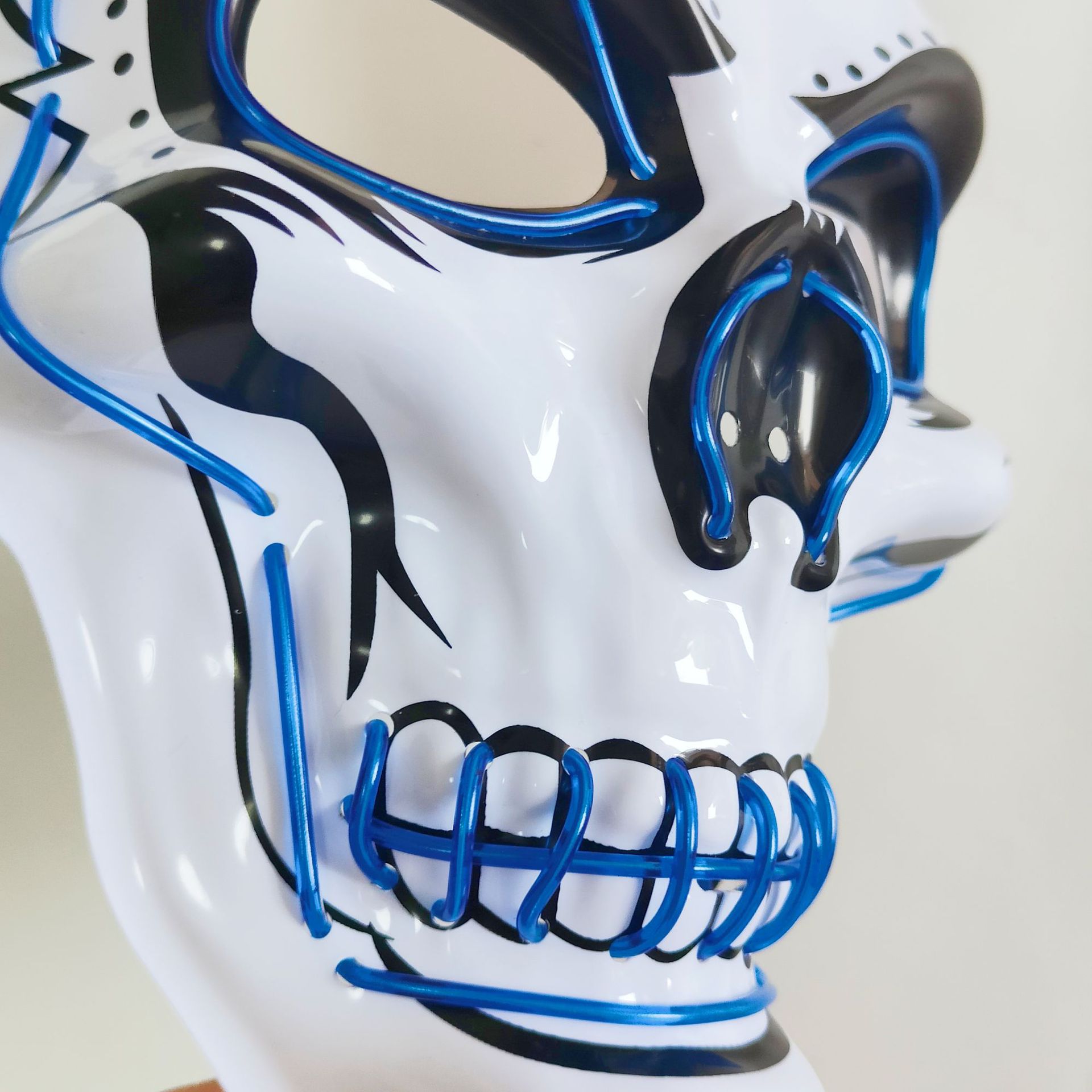 Halloween máscara de luz fría de PVC cráneo blanco máscara luminosa de fantasmas de terror