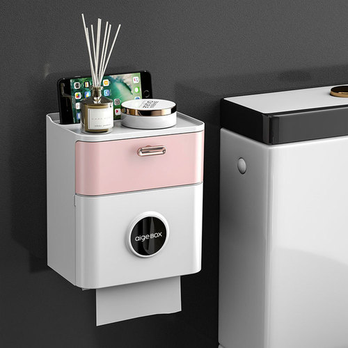 Bathroom tissue box, toilet storage rack, waterproof toilet paper box, toilet punch-free paper box, face towel storage