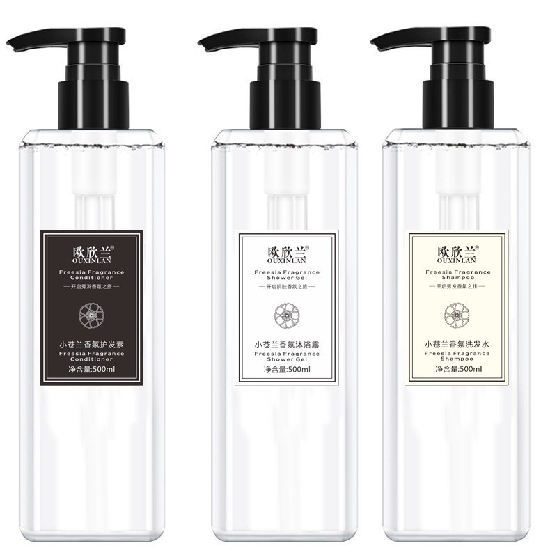 Celebridad de Internet mismo estilo champú serie fragancia pequeño champú azul perfume de larga duración Gel de ducha 500ml entrega de una sola pieza