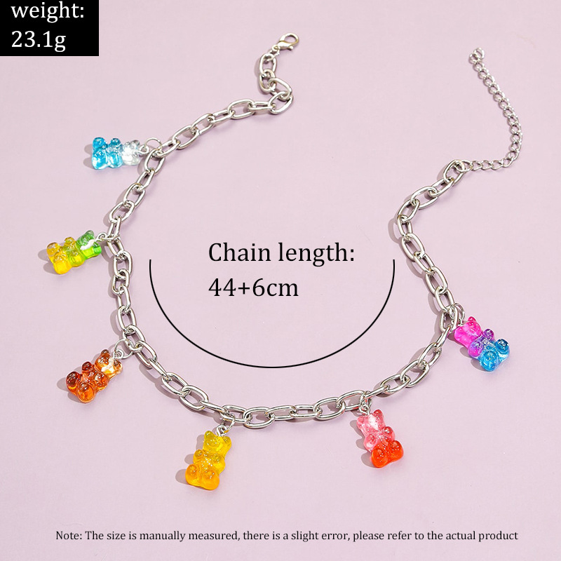 Cute Color Bear Tassel Pendant Retro Necklace Collarbone Chain display picture 2