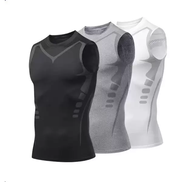 Men's Summer Sports Tight Basketball Quick-drying Vest Solid Color High Elastic Body Shaping Base Jacket
