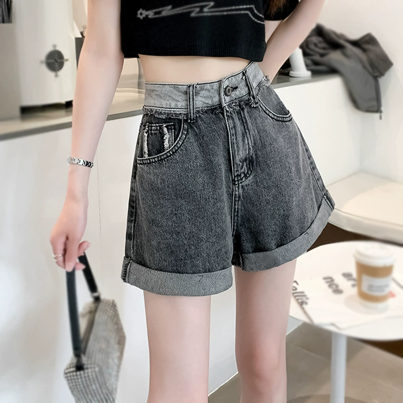 П spring trousers, summer jeans, shorts, European style, high waist, fitted