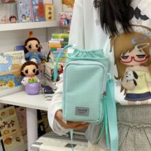 淡青萦岸抽绳平峦水杯包少女清透治愈感探店野餐逛展踏青斜挎包