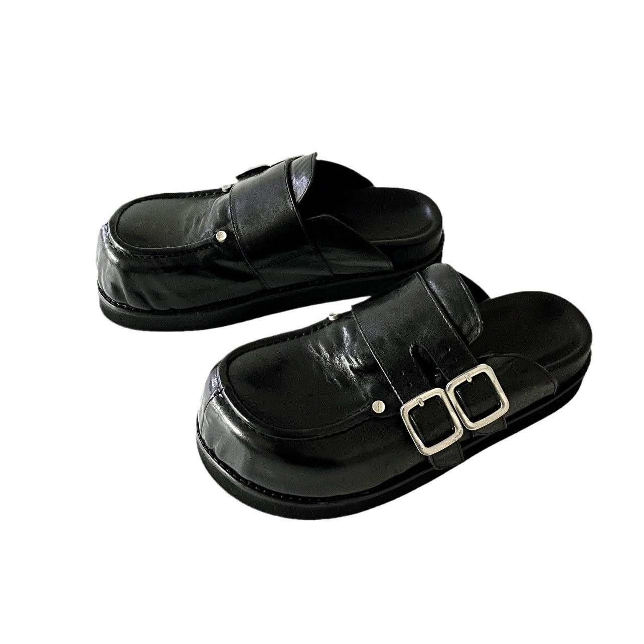 Новый осенне-зимний стиль [1774] обувь на грубой подошве Birkenstock для женщин новая версия ретро носочно-подходящая полулежачие туфли