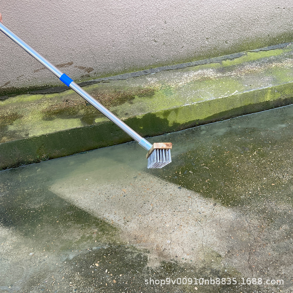 Cepillo de piso de alambre de acero inoxidable [mango de varilla de sección múltiple de acero inoxidable] herramienta de limpieza de piso al aire libre de embalaje corto