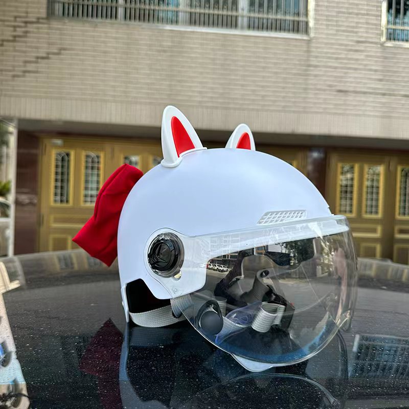 Casco de coche eléctrico con lazo, lindo y divertido para mujer, coche de batería certificado 3c, casco de conducción, universal para todas las estaciones image 5