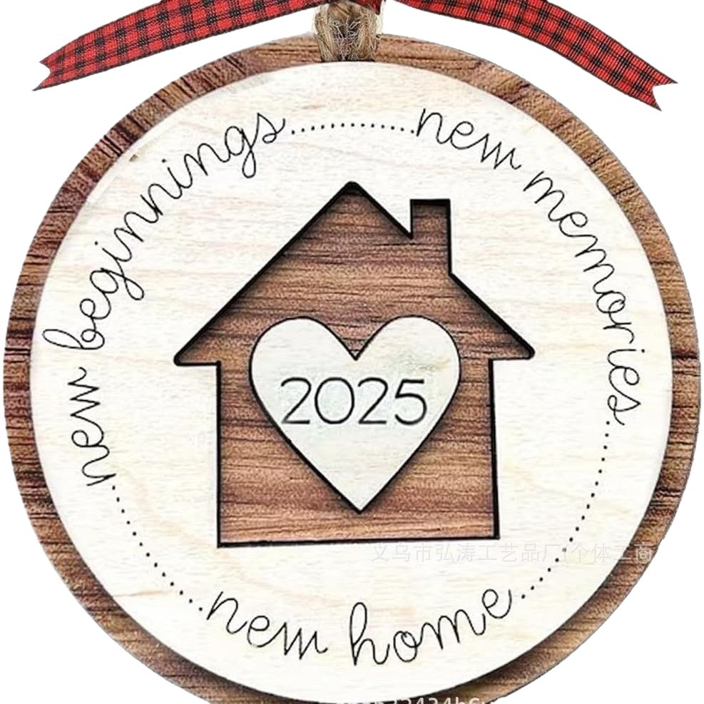 Decoración colgante 2026 nuevo mejor regalo de mudanza decoración de madera decoración para el hogar decoración del árbol de Navidad rojo