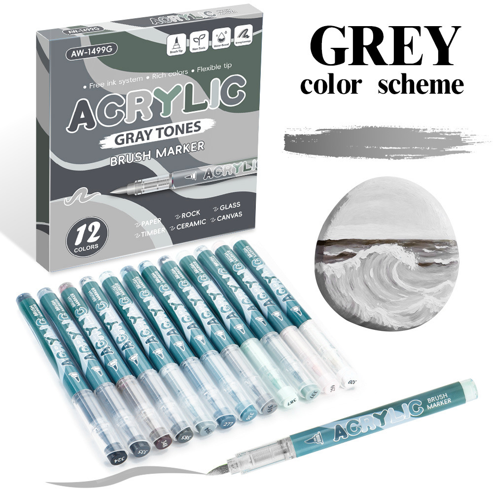 Nuevos productos transfronterizos de tipo líquido directo acrílico calificado gris serie de marcador de papel opaco de color plegable