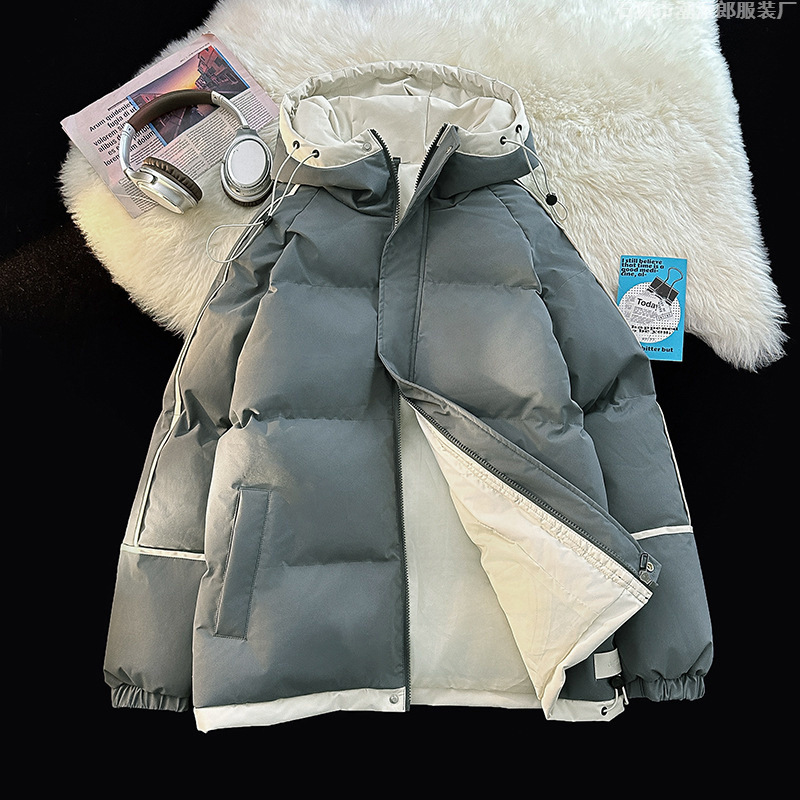 Couple's Raglan Sleeve Hooded Cotton Coat Trendy Brand Hooded Bread Suit for Male Students Windproof Hooded Cotton Coat Trendy for Teenagers