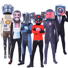 萬聖節skibidi toilet緊身衣cos服裝連體衣cosplay監控人vs馬桶人