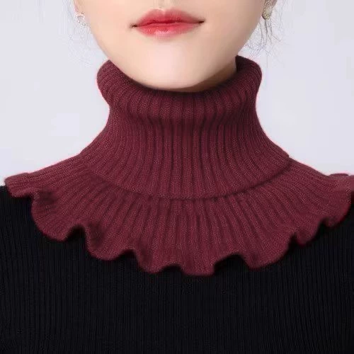 [Кожа-благоприятная пряжа] Женский нагрудник теплый осенний и зимний чехол для шейного отдела позвоночника декоративный воротник трикотаж
