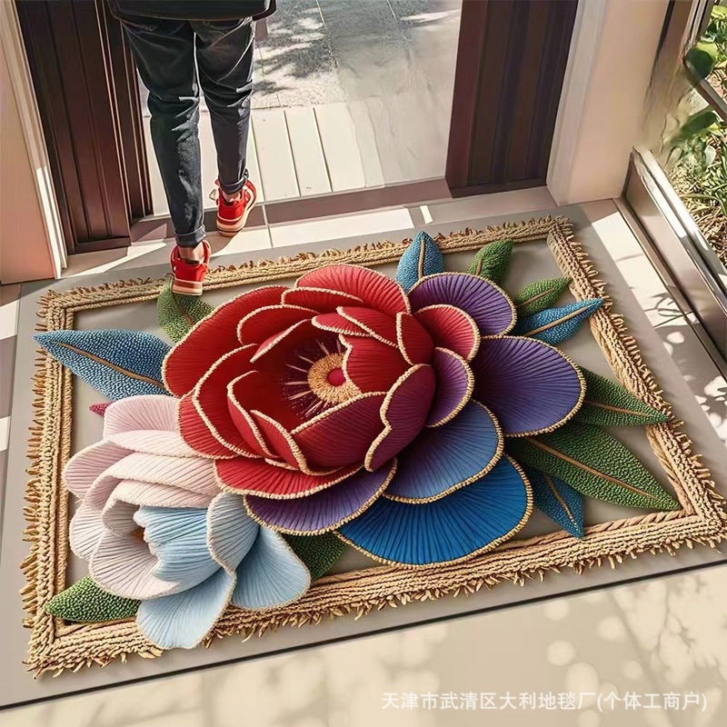 新型3d立体花珪藻泥じゅうたん異形花卉吸水速乾性フロアマット汚れ耐摩耗性フロアマット|undefined