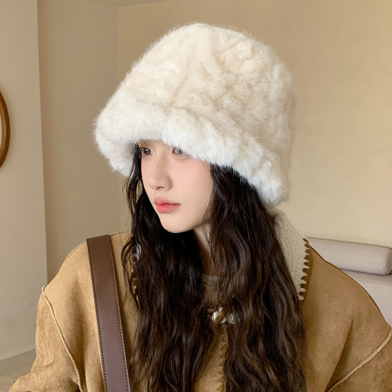 冬季帽子女款毛绒大头围显脸小渔夫帽可爱甜美护耳保暖高级感盆帽|undefined