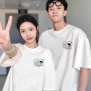 Couple Wear Pure Cotton Short-Sleeved T-Shirt 2025 Summer New Oversize Niche Men's and Women's Tops and Class Uniforms Available