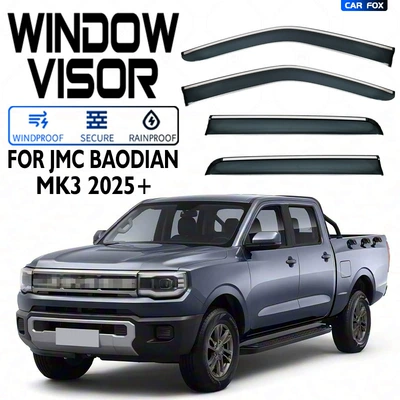 Rain shield – JMC Baodian Window visor - standard-packaging-without-logo-jiangling-baojian-pickup-truck-mk3-2025-pc-silver-bright-strip-window-rain-shield