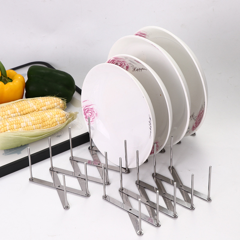 Multi-funcional de acero inoxidable retráctil al vapor rack drenaje olla cubierta rack placa rack plegable hogar cocina almacenamiento rack fila esqueleto