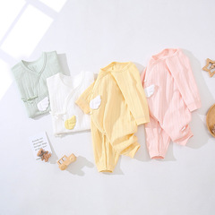 Baby's Spring and Autumn Pure Cotton Skeletonless Hanger 03 Month Newborn Bodysuit Summer Air Conditioning Suit 52