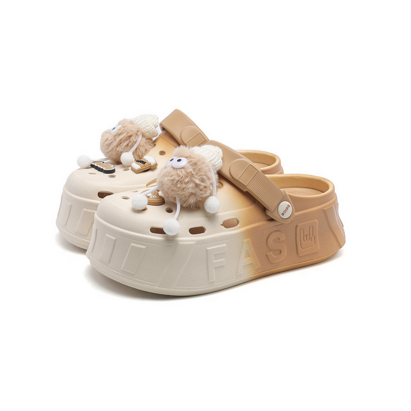 Bola de piel de dibujos animados zapatos lindos con agujeros zapatillas de mujer verano puntera cordones de zapatos zapatos de playa para niñas eva