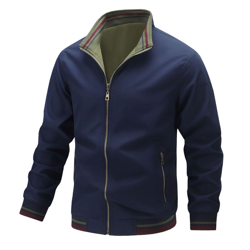 [Foreign Trade Cross-Border Amazon Hot Style] Spring and Autumn Men's Reversible Stand Collar Casual Jacket Youth Trendy Jacket