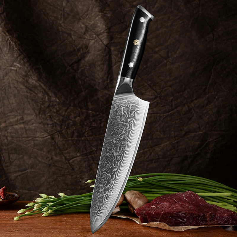 Домашний Damascus боевые мечи Меч G10 рукоять нарезка мяса кухонный шеф нож кухонный рисунок