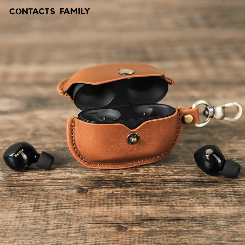 Suitable for new Sony wf-1000xm5 leather earphone case hook portable bluetooth headset protective case