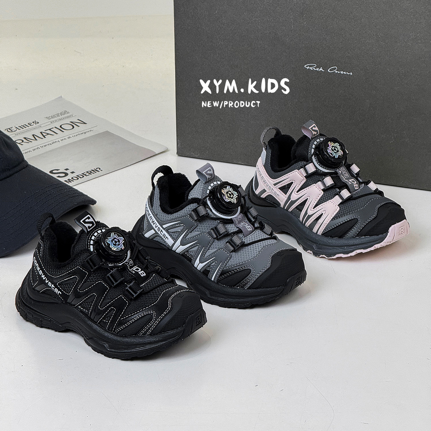 旋转扣童鞋2025年冬季新款儿童运动鞋加绒男女童跑步鞋二棉鞋子