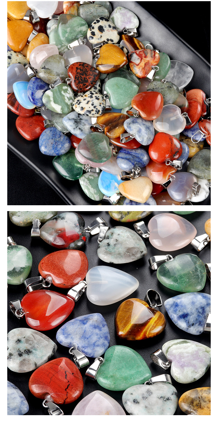 Simple Style Heart Shape Natural Stone Opal Polishing Charms display picture 2