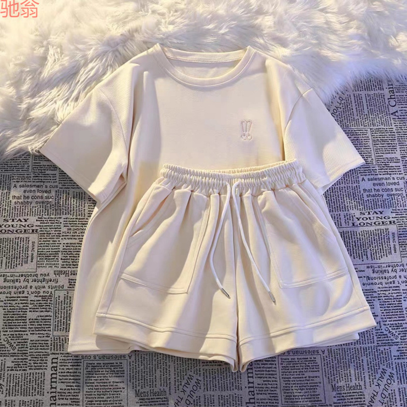 Y9Z Cotton Short-sleeved Shorts Sports Casual suit Women's Summer 2024 New Loose Fashion Slimming Running Two Pieces