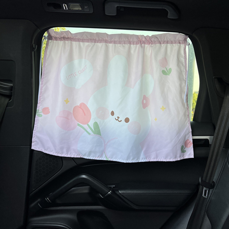 Cartoon Car Sunshade, Tulip Bear Rabbit Sun Protection Car Sunshade, Summer Car Interior Accessory