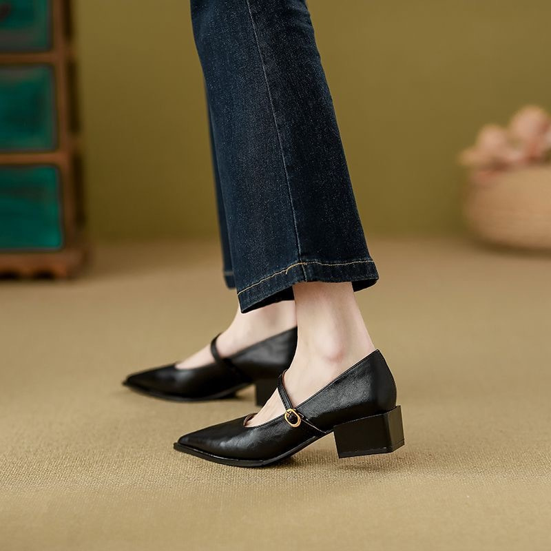 Temperamento francés Marie-Zhen zapatos para mujeres 2026 primavera y verano nuevo tipo de hebilla universal retro viaje agudo zapatos para mujeres