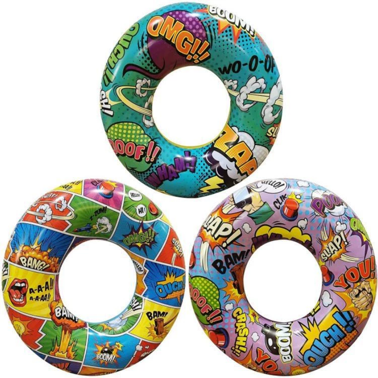 Фабрика оптовая продажа ПВХ материал семейный плавательный круг комический узор надувной портативный водяной круг для начинающих спасательный круг