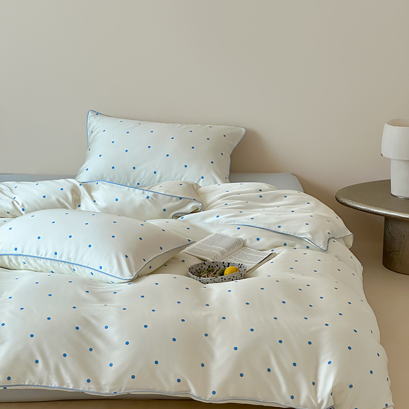 Luxury Tencel Four Piece Bedding Set Lemon Print Summer Sheets_voghion.com