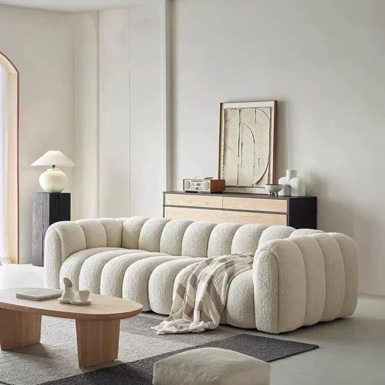 French Minimalist Small Apartment B&B Japanese Cream Style Straight Sofa Cashmere Marshmallow Cloud Living Room Sofa