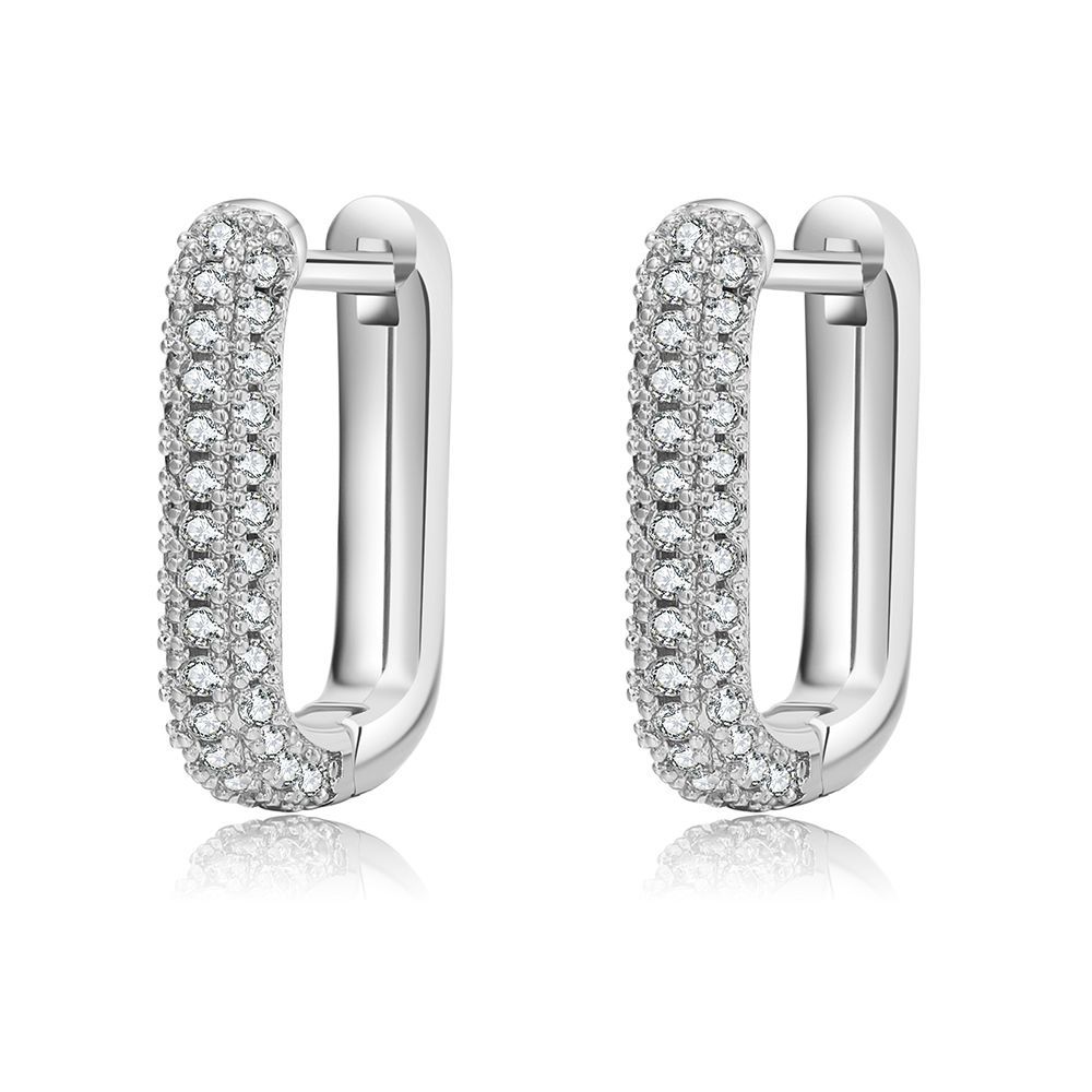 Fashion U Shape Copper Plating Zircon Earrings 1 Pair