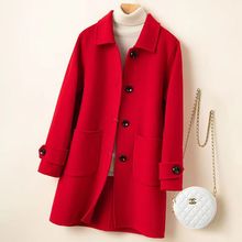 毛呢外套女中长款秋冬新款修身韩版显瘦洋气百搭加棉加厚呢子大衣