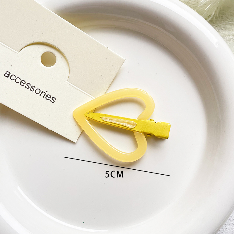 可爱少女镂空爱心侧边碎发刘海夹发夹韩版奶油彩色无痕发夹边夹