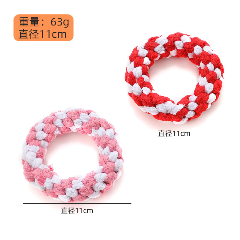 Juguete de perro de cuerda de algodón al por mayor de cuero Taobao animal en forma de nudo de juguete tejido hueso resistente a la mordedura de perro de juguete