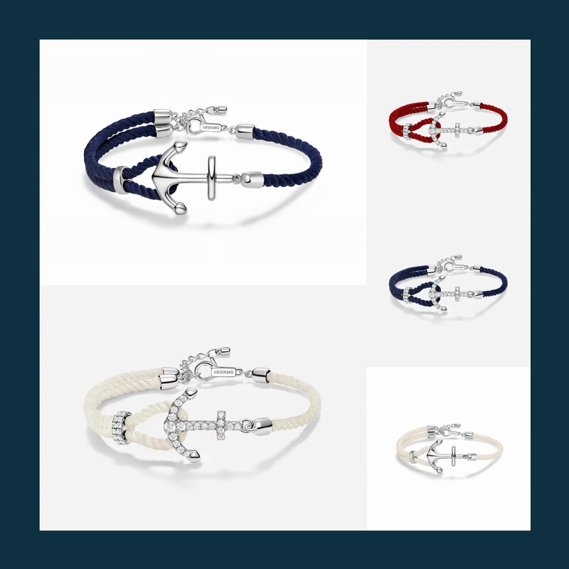 He Hejia Jewelry Anchor Bracelet, Light Luxury and Elegant Couple Style Accessory Design, Unisex Travel Souvenir