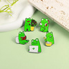 Cute frog seriously work leisurely flower arrangement Listening to music and happy food for food free reading combination brooch