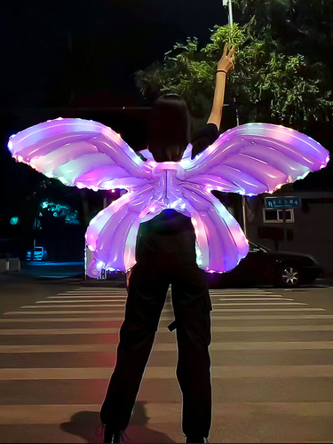 Butterfly Wings Balloon Wholesale Inflatable Back Decoration Children's Night Market Stall Internet Celebrity Angel Handheld Stick Luminous Bobo Ball