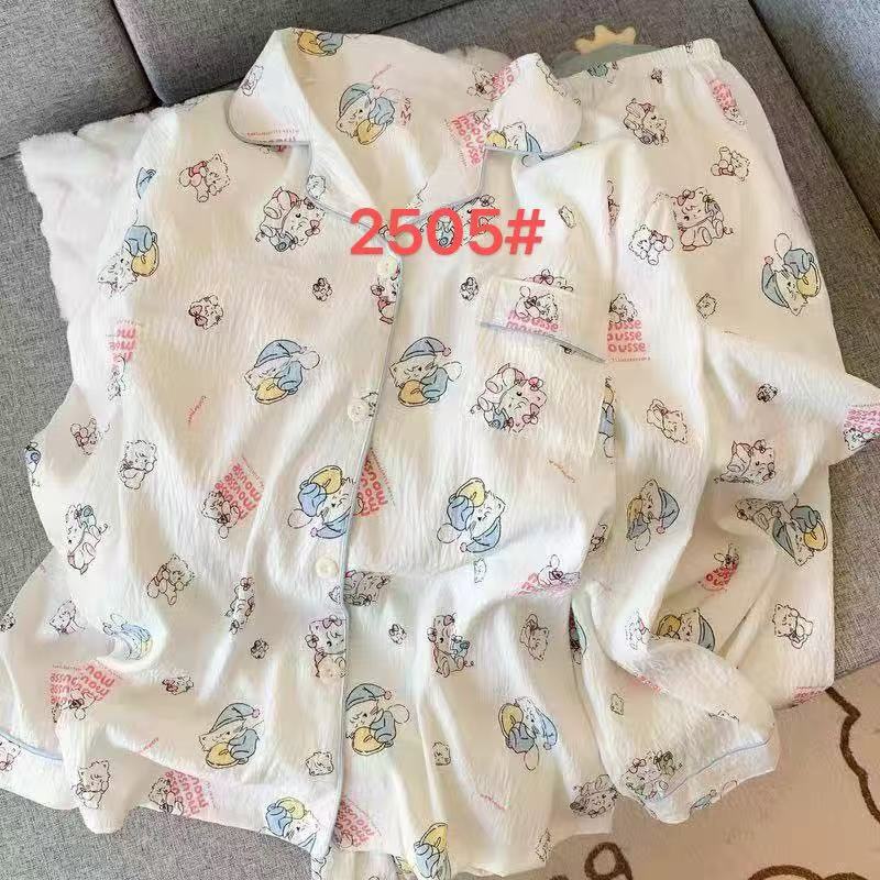 Venta al por mayor transfronteriza de algodón de nube pijamas de cachorro rizado simple japonés pantalones de manga larga de primavera y otoño para mujer