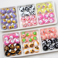 16mmハロウィーンテーマ手描きビーズビーズ散珠カボチャ幽霊diy散珠ビーズブレスレット