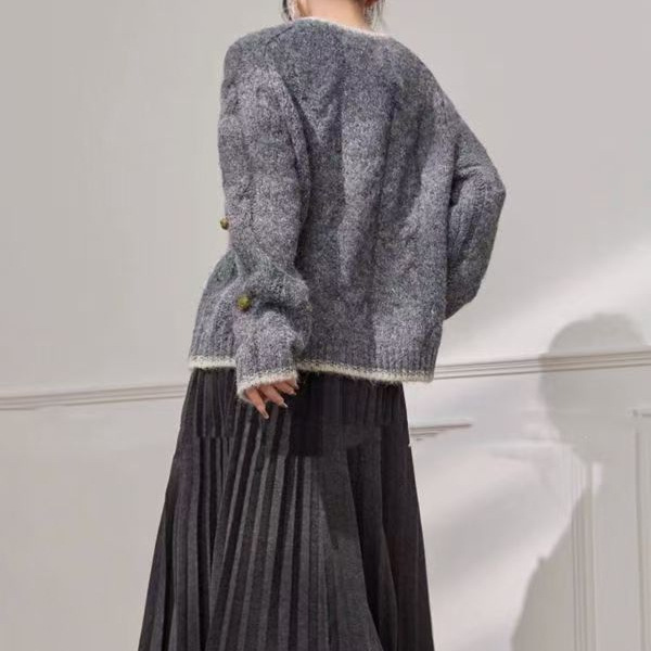 韩系立体钩花开衫毛衣女秋冬2025新款法式复古高级感温柔风针织衫|undefined