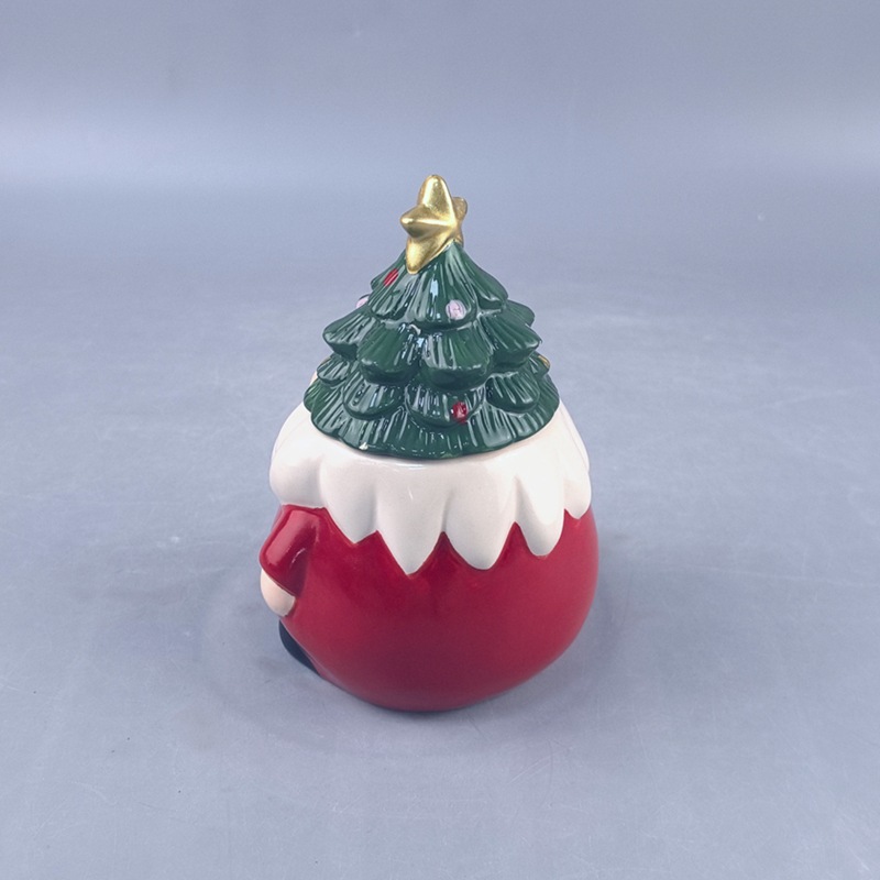 Navidad transfronteriza Navidad marido frasco de cerámica enano pintado de cerámica cubierta de árbol de Navidad decoración de mesa